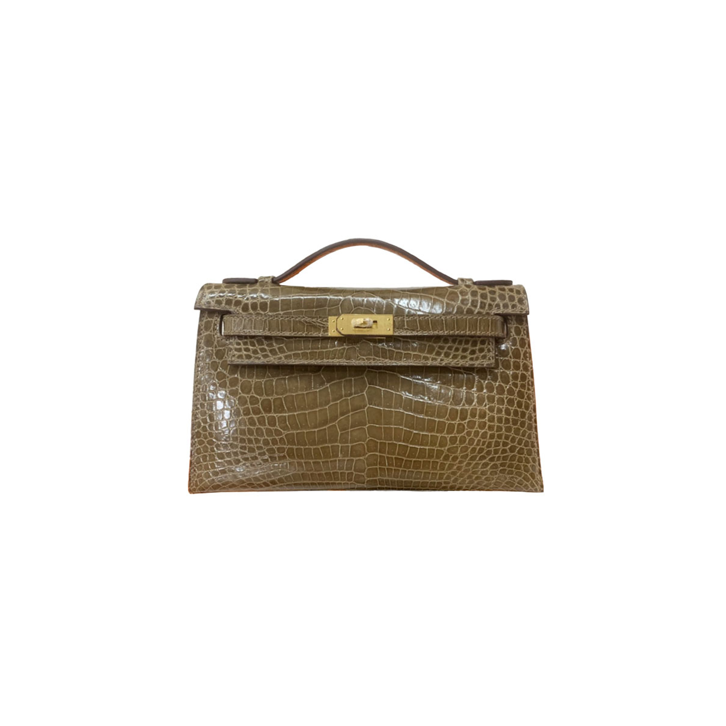 HERMÈS MASTER MINI KELLY CROCODILE LEATHER GOLD BUCKLE (22*14*7cm)